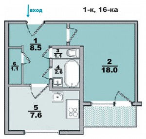 1 ком. квартира, панельный дом, в 16-ти этажке